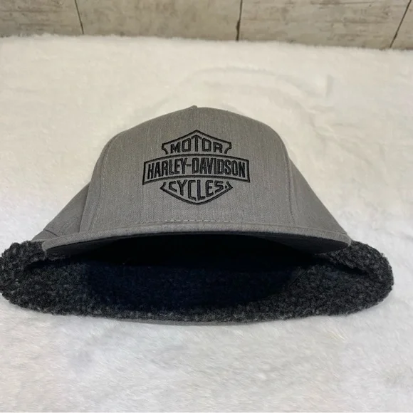 Harley-Davidson Men's Midwest Sherpa Ear Flap Fitted Hat-Grey 97677-23VM   7 1/4 - Picture 6 of 11